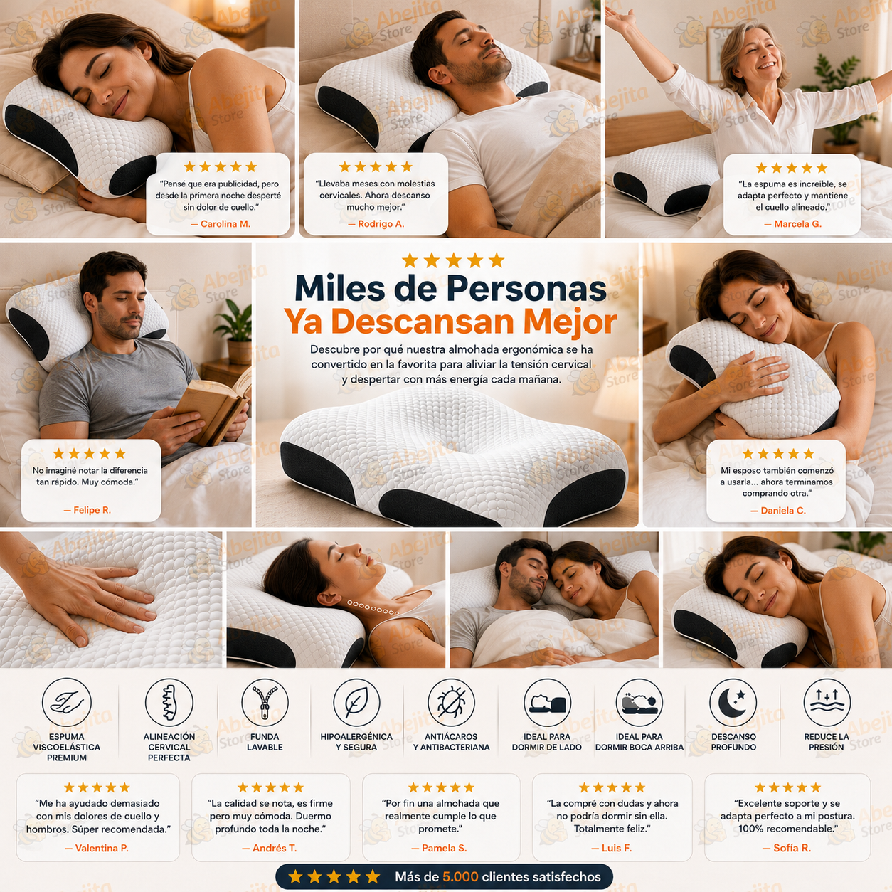 CerviDream - Descansa con mejor soporte cervical, almohada ergonomica ortopedica