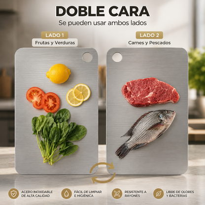 AceroChef - Cocina Más Limpia - Tabla de acero inoxidable.