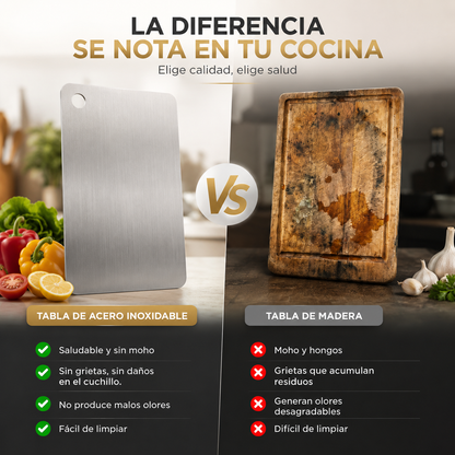 AceroChef - Cocina Más Limpia - Tabla de acero inoxidable.