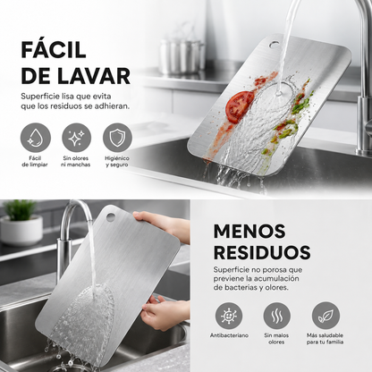 AceroChef - Cocina Más Limpia - Tabla de acero inoxidable.
